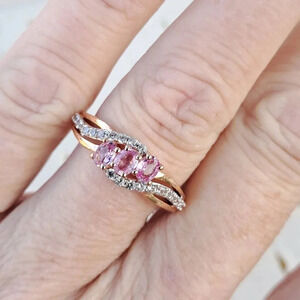 Pink Sapphire & White Zircon Ring.